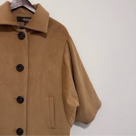Victor Alfaro Rabbit Hair & Wool Oversized Dolman Sleeve Trench Coat Size Medium - Picture 2 of 5